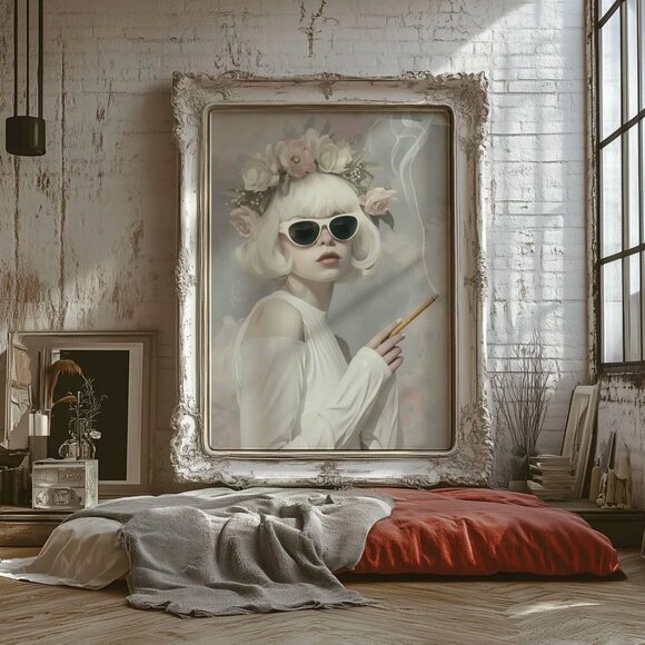 Original Floral Fashion Art Print + Digital Copy, Surreal Avant Garde - Picture 5 of 9